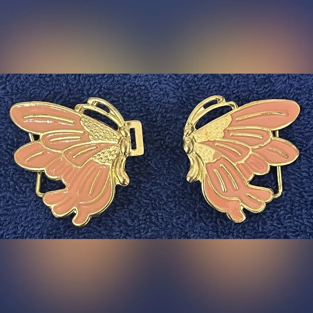 Vintage‎ Enamel Metal Butterfly Belt Buckles Lot.